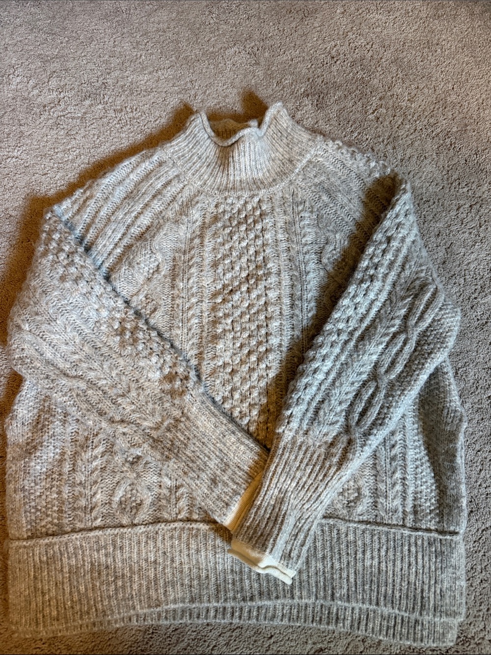 Alex Mill Cream Cable Knit Turtleneck Sweater- Medium